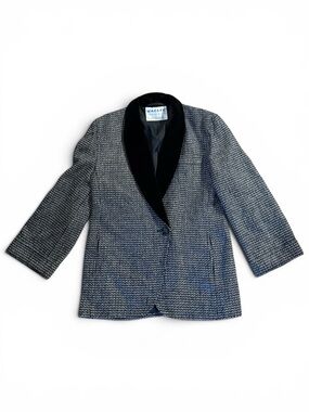 Black & Gray Textured Shawl Collar Blazer